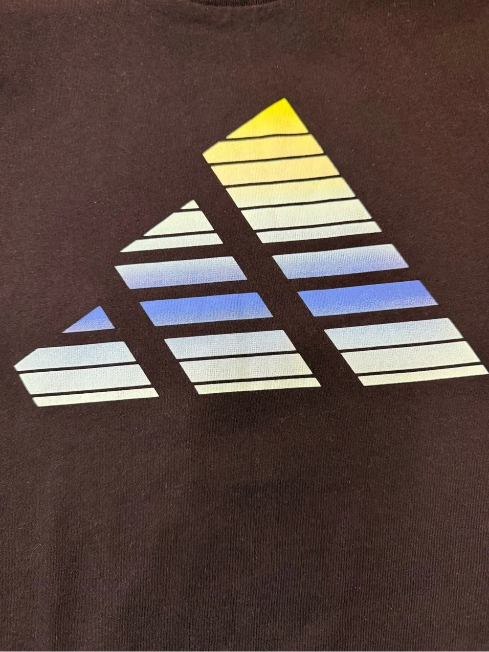 adidas Black Short-Sleeve Tee with Gradient Blue-Green Logo